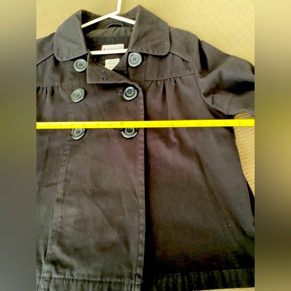 No Boundaries short black military button coat buckle sleeves EUC pea trench - Picture 3 of 8